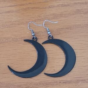 Black Crescent Moon Earrings